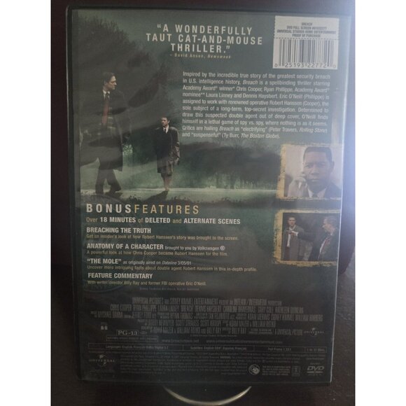 Breach DVD Full Screen Chris Cooper Ryan Phillippe - Picture 2 of 2